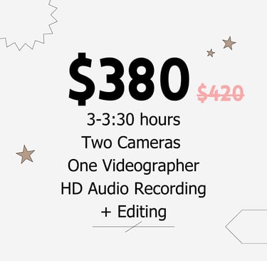 Videography Price and Services included for 3 hours 