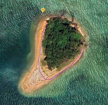 a small island with a small island in the middle of the ocean