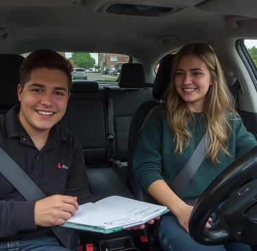 Driving instructor discussing lesson schedule with learner in Loughton