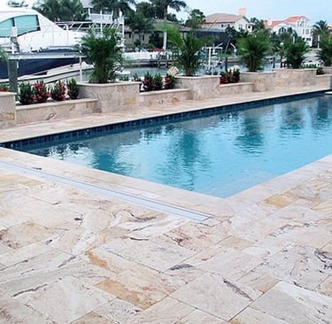 Travertine patio pressure washing and sealing
