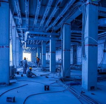 a group of men working on a construction site
