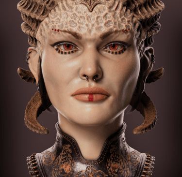 a woman with a large headpiece and a large headpiece