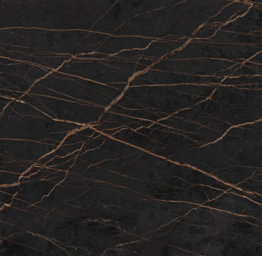 Dekton's Laurent mimics Port Laurent stone with a dark brown base and gold veins for a luxurious loo