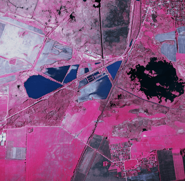 fotogrammetria CIR (hamis színes) légifelvétel, ortofotó