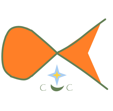 illustration, orange, poisson, alpha, étoile, initales