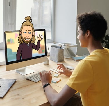 Spanish tutor teaching a student remotely in a private lesson