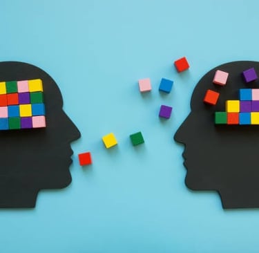 Abstract image of two people communicating represents communicative tasks in Spanish lessons
