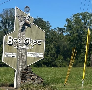 Bee Tree Community sign in Swannanoa, NC representing local locksmith service area