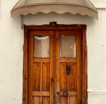 Wooden business door representing commercial locksmith services in Hendersonville and WNC