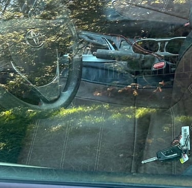 Car keys locked inside of car representing emergency lockout services in Biltmore and Western North 