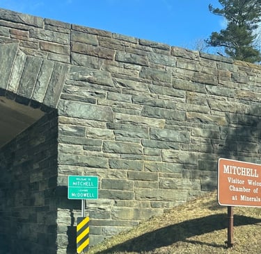Mitchell County welcome sign near Spruce Pine, North Carolina