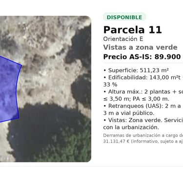 Ficha parcela 11 Terrazas de la Exótica