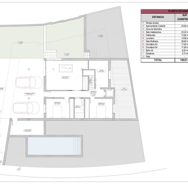 plano de planta sótano villas terrazas de la exótica