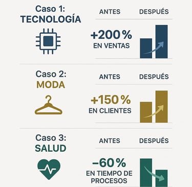 Casos reales de éxito en transformación digital con métricas de crecimiento demostradas