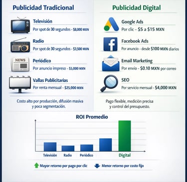 Comparativa de costos y ROI entre marketing tradicional vs digital actualizado 2025