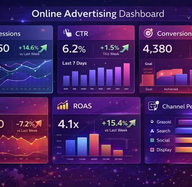 Dashboard de métricas y KPIs para medir publicidad online efectiva