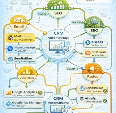 Mapa de integraciones y compatibilidad entre herramientas de marketing digital principales