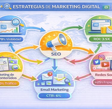 Mapa comparativo de las mejores estrategias de marketing digital para empresas 2025