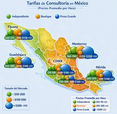 mapa precios consultoria digital México rangos costos 