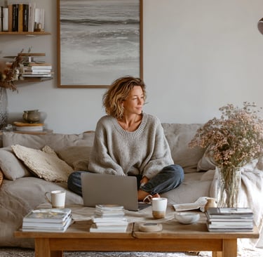 woman working on side hustle