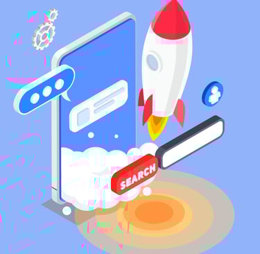 a rocket ship with a rocket on it