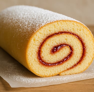 a roll with a swirly pastry on top of a table