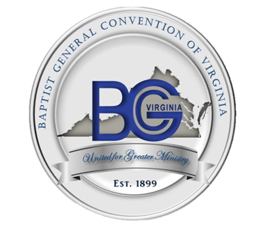 Logo of the Baptist General Convention of Virginia featuring the letters “BG” over a silhouette of V