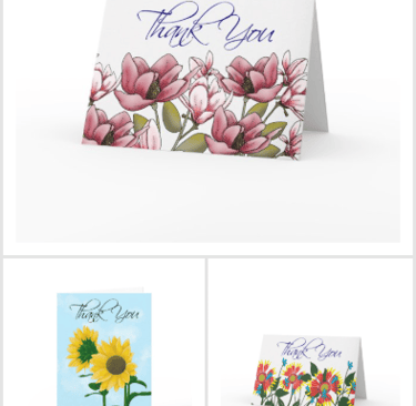 thank you card collection of digital floral art