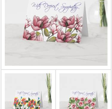 Digital floral art sympathy cards