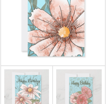 Digital floral cards for birthdays