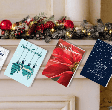 Fireplace lined with City Mouse Art holiday cards