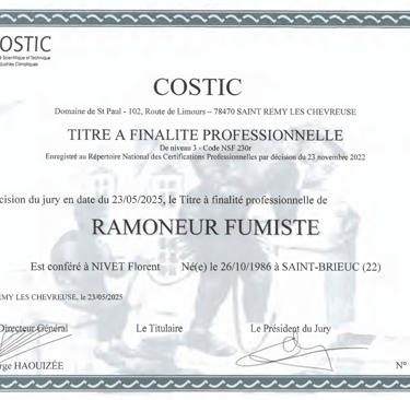Diplôme ramoneur fumiste
