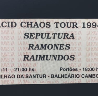 ingresso acid chaos tour ramones sepultura