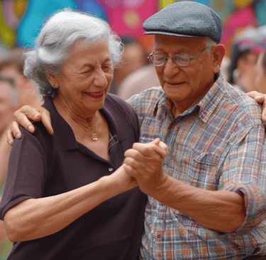a man and woman dancing in a dance floor
