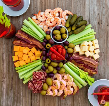 a platter of food with olives and cheese