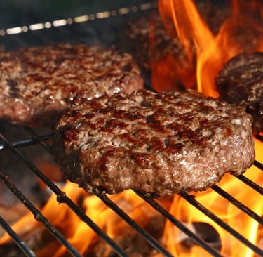 Grass Fed Beef Hamburgers cooking
