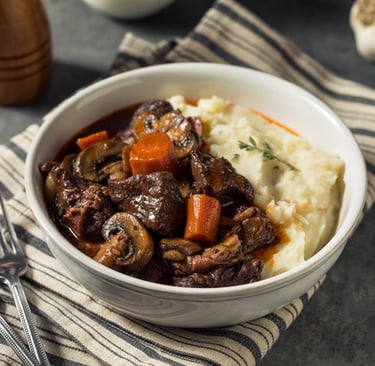 Grass Fed Beef Bourguignon using Chuck Roast