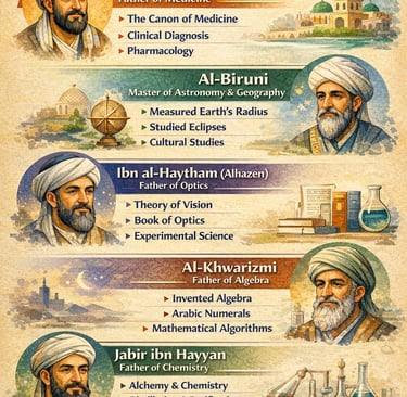 Top 5 Muslim scientists and their scientific discoveries infographic