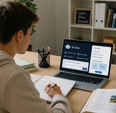 Student using AI tutor for personalized learning and study