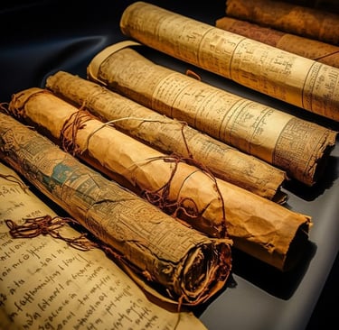 a bunch of old books with old books on them