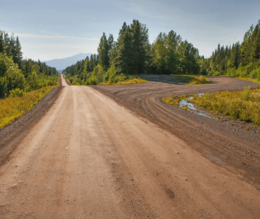 a dirt road with a dirt road and trees