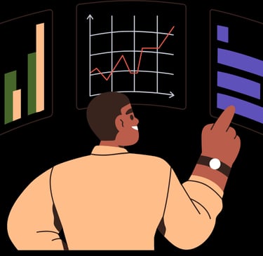 Illustration of researcher reviewing multiple statistical graphs, symbolizing expert detection of er
