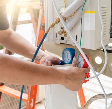 Man testing with gauges