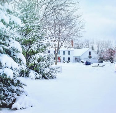 house in winter with snow