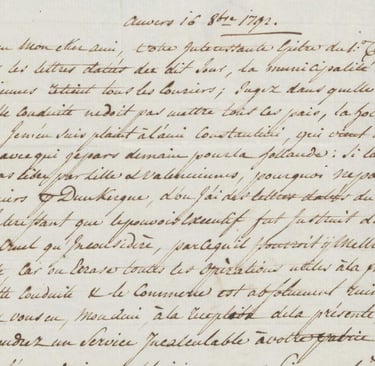16 octobre 1792, lettre écrite à ANVERS mais postée à DUNKERQUE .