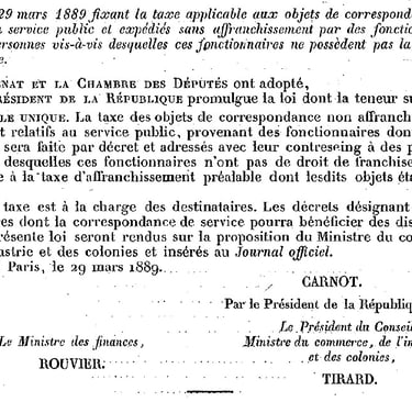 Taxe Simple Loi du 29 mars 1889