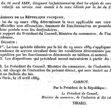 Taxe Simple Loi du 29 mars 1889
