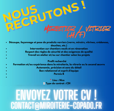 recrutement miroiterie copado nice vitrerie verre fenetre menuiserie