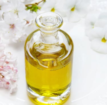 Glas bottle with oil