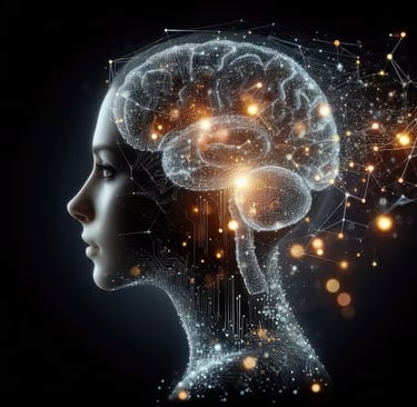 a human head with a brain map of the brain